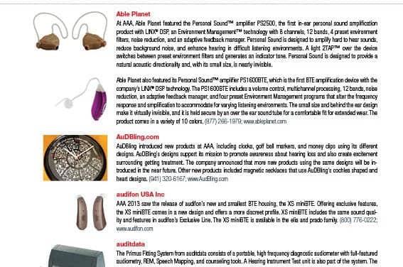 The New Hearing Innovations at AAA 2013