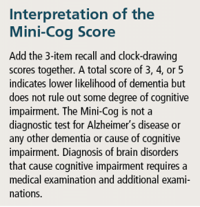 Table 4. How to interpret the Mini-Cog’s scoring results.