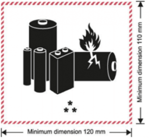 Figure 1. Lithium shipping label must be affixed to packages (IATA Lithium Battery Guidance Document – 2017 APCS/Cargo Page 13 12/15/2016).