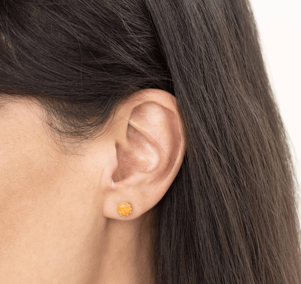Eargo 8 OTC hearing aid looks almost invisible in the ear. Photo: LXE Hearing
