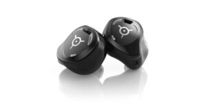 Phonak Virto R Infinio rechargeable custom in-the-ear (ITE) hearing aids against white background