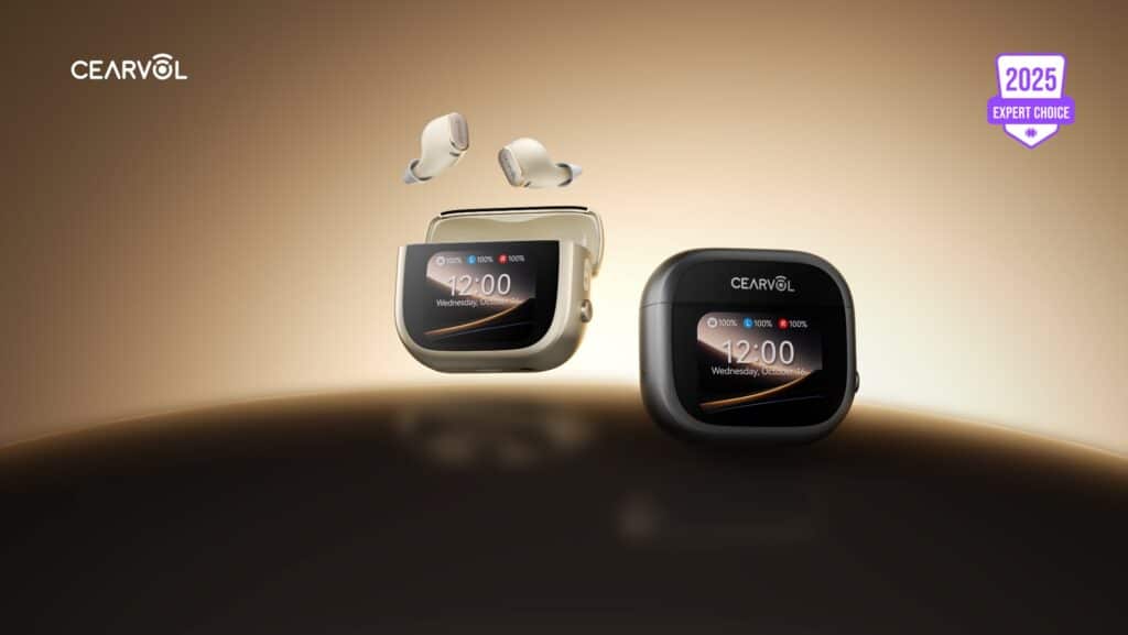 Cearvol Wave OTC hearing aids with touchscreen case