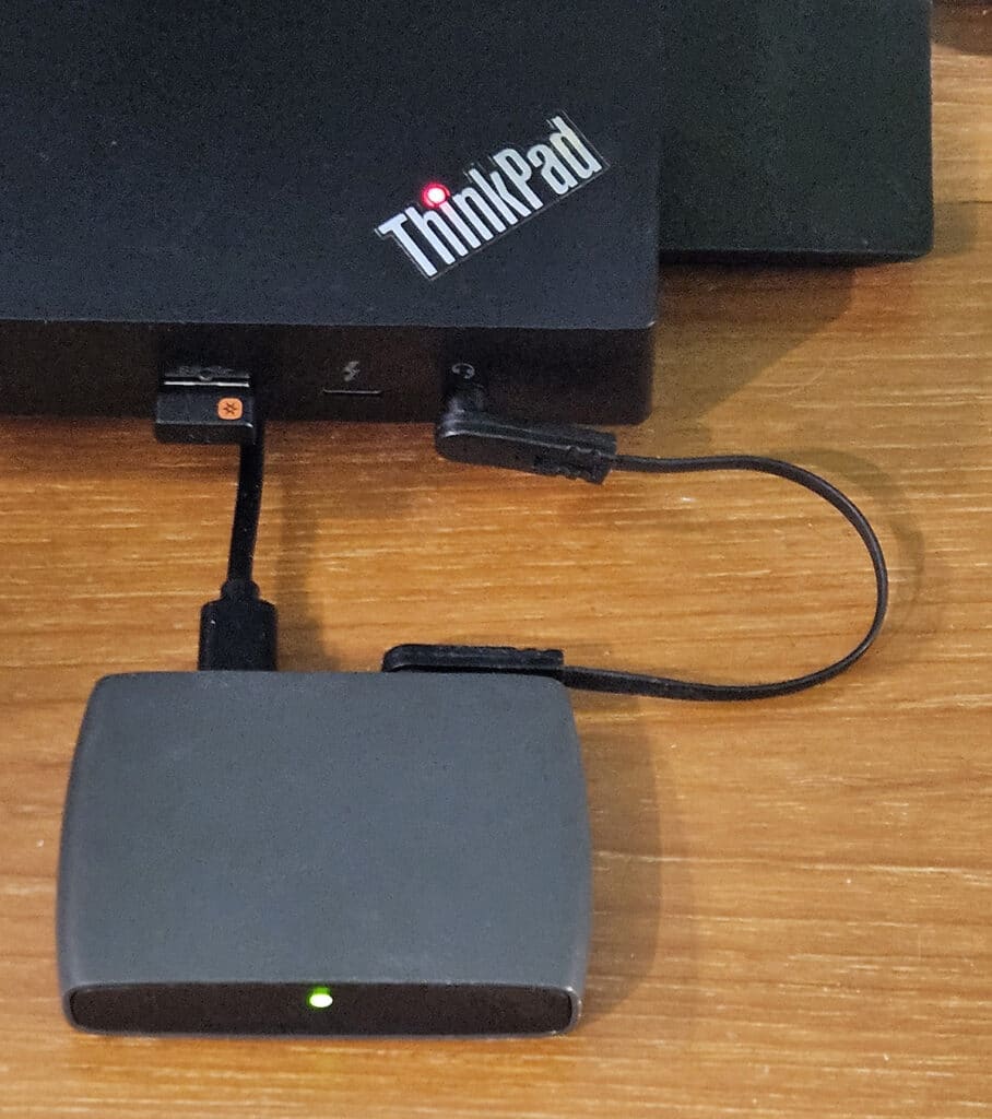 Figure 2. TV streamer connected to computer audio jack.