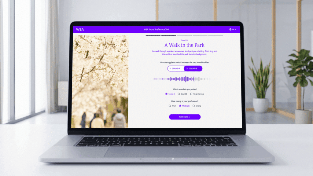 WSA Sound Preference Tool shown on computer screen