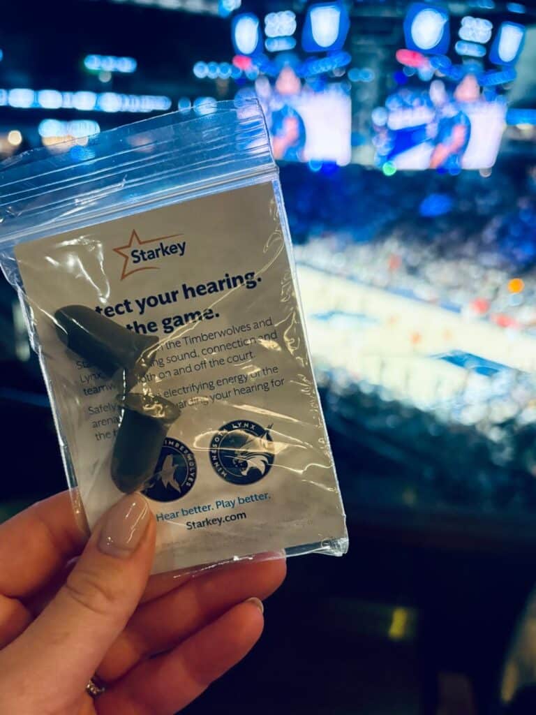 Starkey complimentary hearing protection handed out at Minnesota Lynx game as part of Changemakers partnership to promote hearing health.